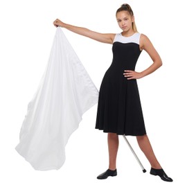 White Color Guard Flag, Curved Rectangle Solid Color Flag for Practice, Made of Easy to Clean Polyester Habutai