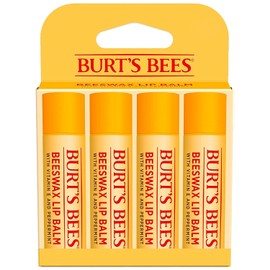 Burt's Bees Lip Balm - Original Beeswax, Lip Moisturizer With Responsibly Sourced Beeswax, Tint-Free, Natural Origin Conditioning Treatment, 4 Tubes, 0.15 oz.