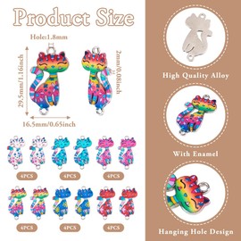 Boutigem 24pcs Kitten Printed Alloy Enamel Connector Charms Cartoon Cat Metal Link Pendants Colorful Cute Cat Dangle Enamel Charms for Necklace Bracelet Earrings Jewelry Making