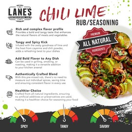 Lane's Chili Lime Seasoning, All-Natural Chili Lime Pepper Seasoning for Pork, Chicken, & Soup, No MSG Chili Lime Salt Spices and Seasonings, 12.4 Oz