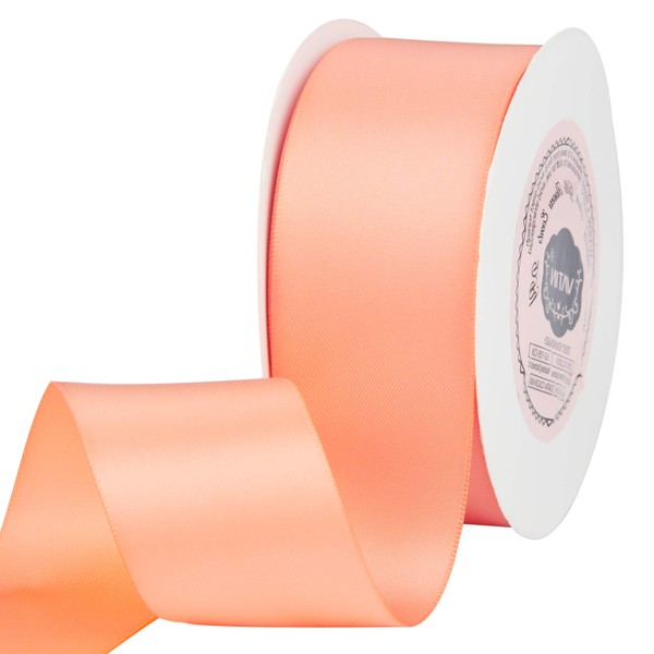 VATIN Double Face Salmon Satin Ribbon 1-1/2" Continuous 25 Yards,Orange
