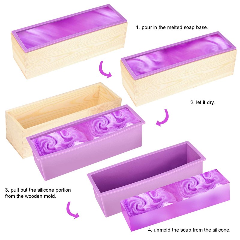 ZOENHOU 3PCS 42oz Soap Molds, Flexible Rectangular Silicone Soap Making