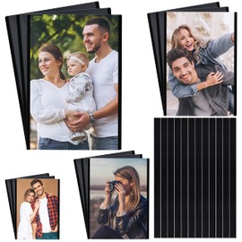 BELLE VOUS Black Magnetic Picture Frame Fridge Magnets (Pack of 24) - 4 Sizes Plus Magnetic Strips for Any Size - Transparent Magnetic Picture Frame for Fridge & Metal