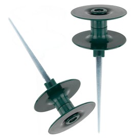 ENNSOO 2 Pack Garden Hose Guide Spike, 10 Inch Rust Free Zink Sturdy Metal Stake,Heavy Duty Dark Green Spin Top, Keeps Garden Hose Out of Flower beds, for Plant Protection Greenhouse, Yard Lawn