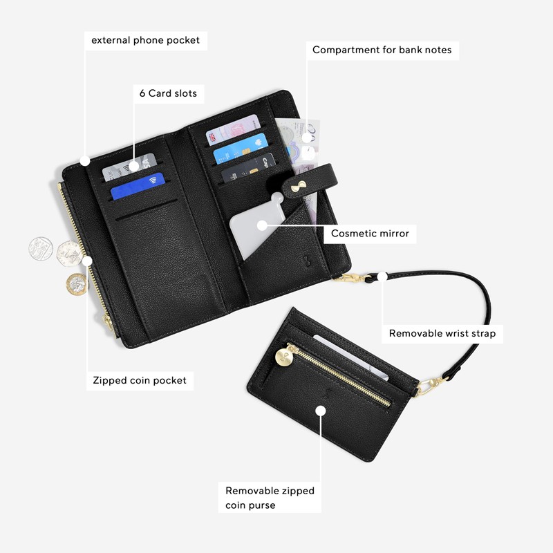 Stackers Black Large Purse