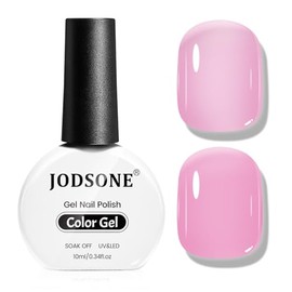 JODSONE Crystal Pink Gel Nail Polish 10ml Jelly Gel Polish Clear Nude Pink Nail Color Professional Finish Long-Lasting Low Odor Need U V Lamp Curing