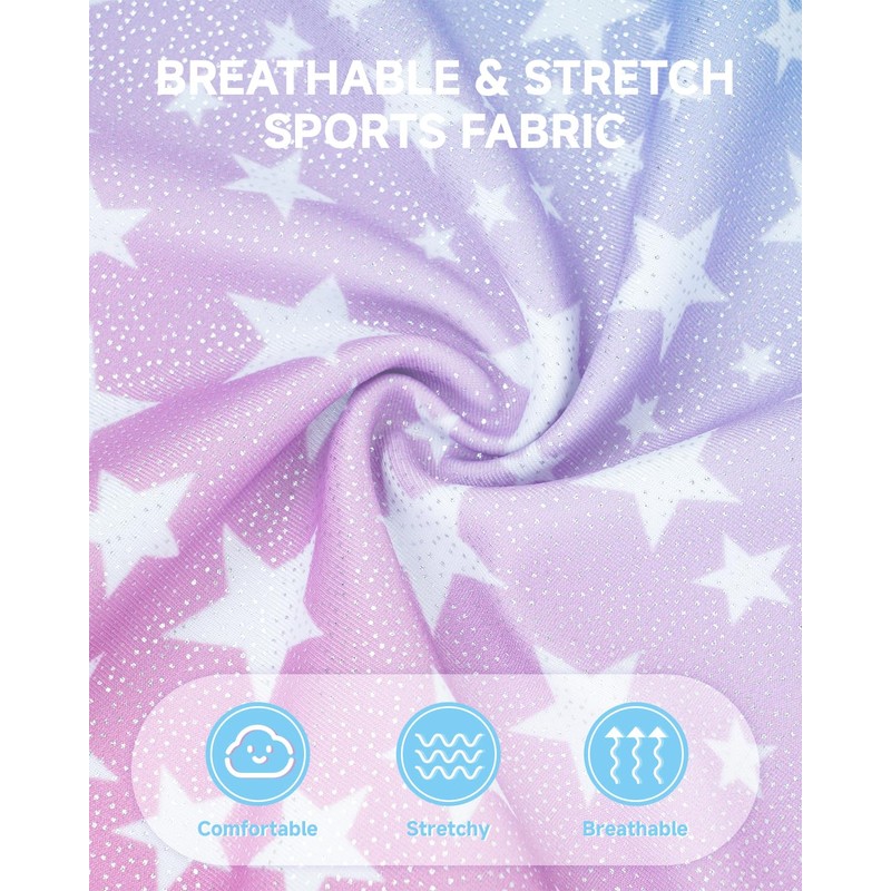 JiAmy Gymnastics Leotards for Girls, 3Pcs Sleeveless Athletic Outfit Sparkly