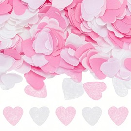 15000 Pcs Heart Shaped Biodegradable Confetti,Pink White Wedding Confetti,Biodegradable Confetti For Wedding,Valentines,Christmas,Anniversary,Birthday Table Decoration