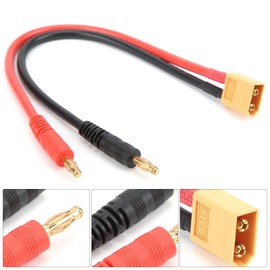RiToEasysports 22 cm XT60 Male to 4 mm Banana Plug Cable 12AWG Banana Head Adapter for RC Car B6 Charger Accessories for Model Cars Model Toy Model Toy