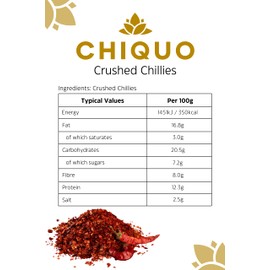 Chiquo Crushed Chillies 100g | Vegan Friendly & GMO Free | Intense Heat & Flavour | Perfect for Cooking, Seasoning & Spice Lovers