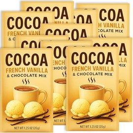 French Vanilla Cocoa Mix Hot Chocolate 10 Packets - Nonfat Milk, Add Hot or Cold Water - Gluten Free & Kosher Dairy Friendly (1.25 oz Each) 12.5 oz Total