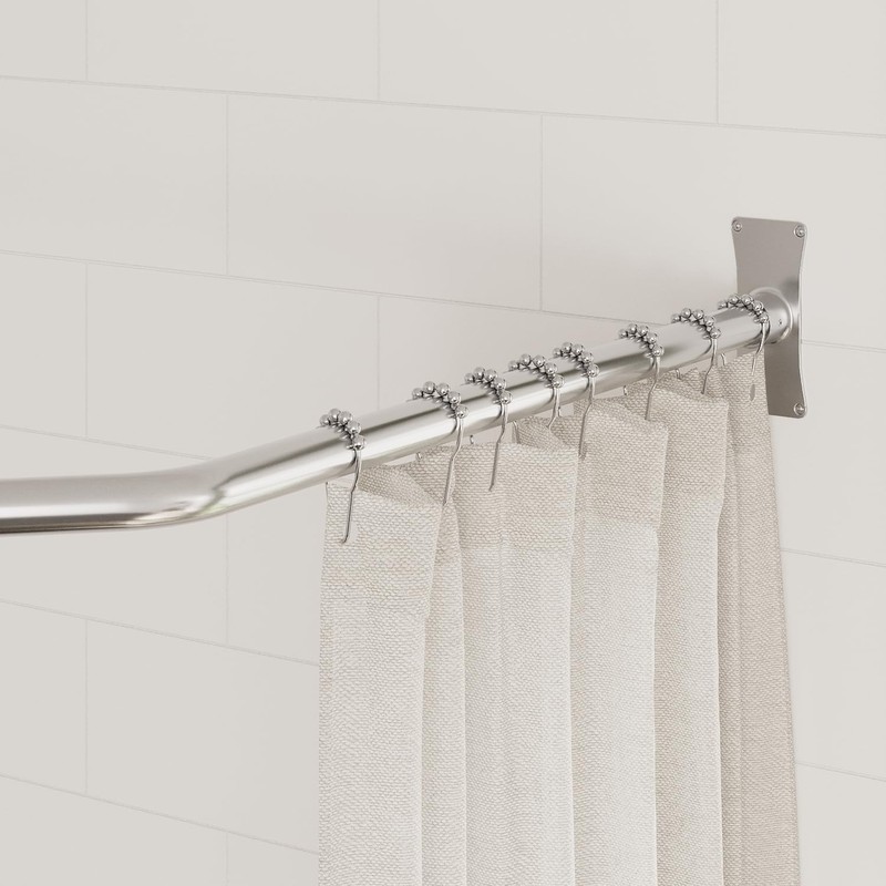 Naiture Neo-Angle Shower Curtain Rod Stainless Steel with Ceiling Support,