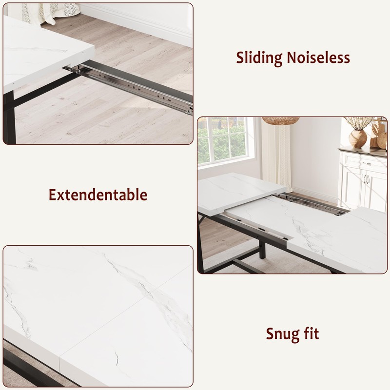 GarveeHome Extendable Dining Table Set for 4-6, Rectangle Large Extendable