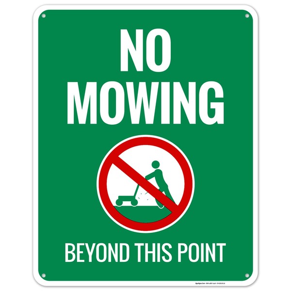 Sigo Signs, No Mowing Beyond This Point with Graphic Sign,