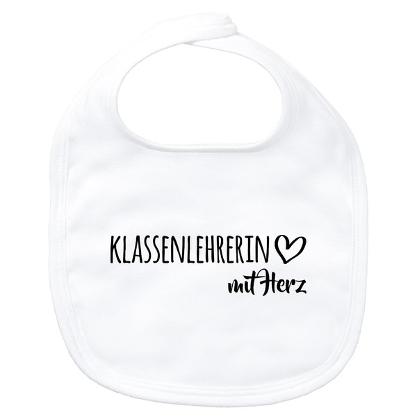 Huuraa Baby Lätzchen Klassenlehrerin mit Herz Geschenk White Bio Baumwolle