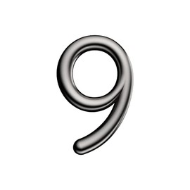 Sweet by Ultion Satin Nickel Door Numbers '9' - 3.5inch height - Self Adhering, No Drilling or Screwing Required …