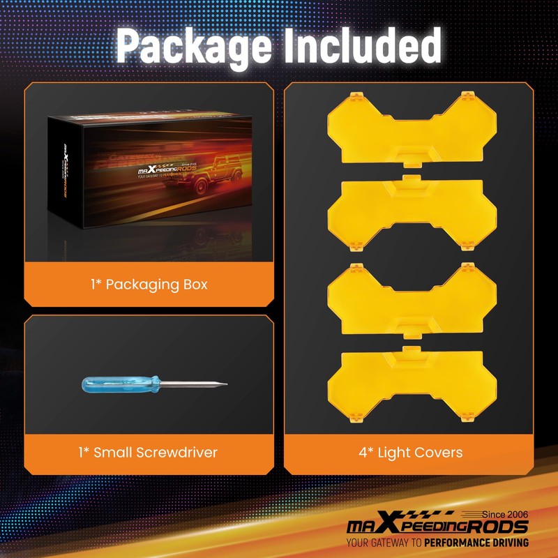 3.5 Inch Amber Light Covers 4PCS Off-Road Light Cover Yellow