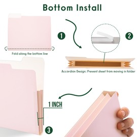 Y YOMA 6 Pack Extra Capacity File Folders Letter Size Accordion Decorative File Folder Cute Pretty Colored Filing Folder File Organizers for Office School Home Desktop with 1/3-Cut Tab, Dreamy Color