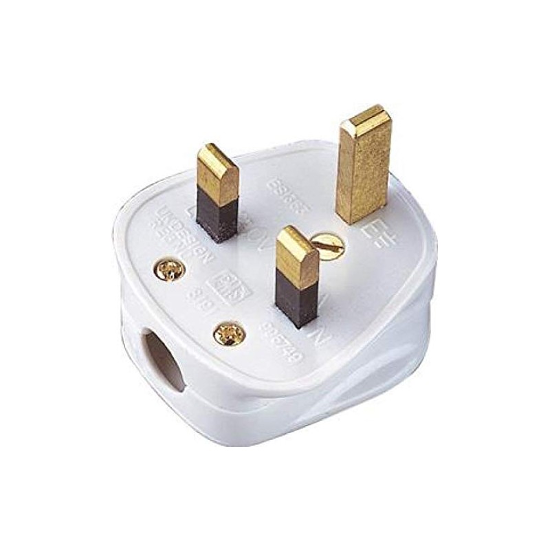 Standard 3 Pin UK Plug 3A, White