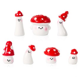 7pcs Miniature Mushrooms, Mini Mushrooms Figurines Ornament Cute Tiny Resin Mushrooms Statue for Outdoor Garden Micro Landscape Plant Pots Bonsai Crafts Home Room Party Decor