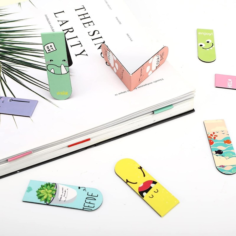QHFlashbuy Magnetic Bookmarks, Pack of 30 Colourful Cute Magnetic Optical