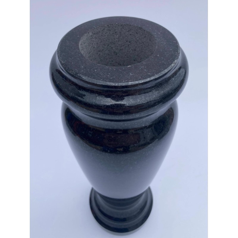 Turned Granite Vase Polished 4" x 10" Black