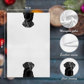 Nipil Funny Black Labrador Retriever Dog Kitchen Hand Towels for Bathroom Decor, Black Lab Gifts,Dog Mom Gifts, 16x24 Inches