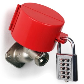 Metal Outdoor Water Spigot Lock OutdoStainless Steel Hose Lock with Password Padlock, Outdoor Hose Lock Cover Gate Valve Lock Propane Tank Locking Device （Red）