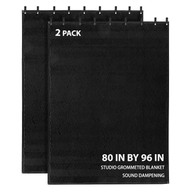 2 Pack Large Sound Dampening Blankets - 96" x 80" Heavy Duty 850GSM Acoustic Blankets for Studio Soundproofing, Noise Reduction in Rooms, Home Theaters | Grommets for Easy Hanging, Light Blocking