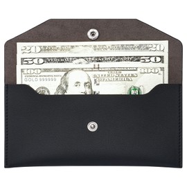 Cobee Cash Envelopes PU Leather Waterproof Cash Envelope Wallet Reusable Cash Envelopes Wallet for Women and Girls (Black)