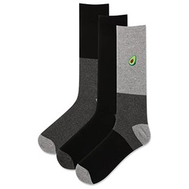 Hot Sox Men's Embroidered Avocado Crew Sock 3 Pair Pack, Avocado (Grey), Men's Shoe Size: 6.5-12, Avocado (Grey), 6.5-12