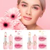 2Pcs Clear Crystal Flower Jelly Lipstick,PH Magic Temperature Color Changing