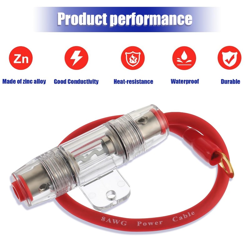 BOJACK 8 Gauge AWG 1ft Power Wire with 100 Amp