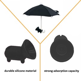(2 Pack) NTidea Phone Umbrella for Sun Shade, Funny Phone Snap Finger Phone Stand Silicone Phone Holder with Umbrella and Suction Cup for Phone, Black, Blue