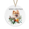Pomeranian Ceramic Ornament Merry Christmas, Christmas Tree Bauble Decoration