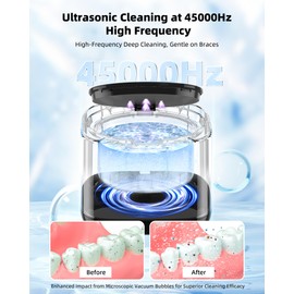 Ultrasonic Retainer Cleaning Device, NaNaLazy Dental Ultrasonic Cleaner for Retainers, 45kHz Ultrasonic Jewelry Cleaner, Compact 180ML Ultrasonic Denture Cleaning Machine for Home or Travel Use