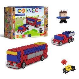 Connect Trefl 2-in-1 Brick Set, Bus/Car with Trailer – 160 Pieces: 155 Bricks + Character 5 Bricks, Creative Game for Adults and Children from 5 Years