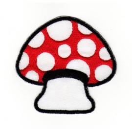 Mushroom Toadstool Red Patch for Iron-On or Sew On Clothes Embroidered Iron-On Patch Applique Patch Size 6.7 x 6.4 cm