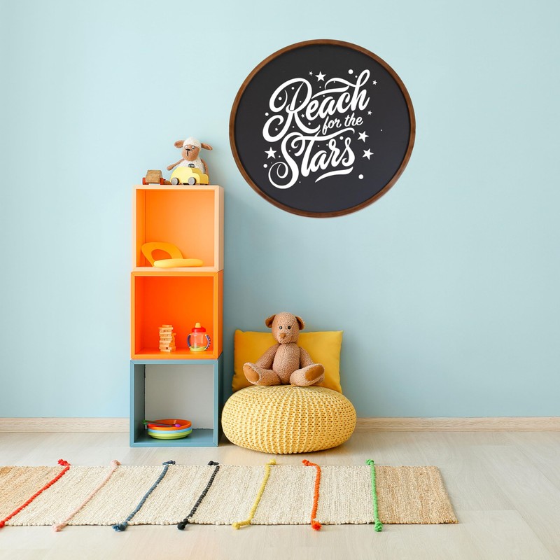 Sunnydaze Round Magnetic Chalkboard for Wall with Pine Frame -
