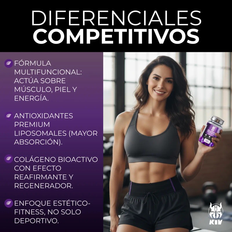 Suplemento Glteo Peptonas Kiv Reductor Abdominal 90 Cps Sin Sabor