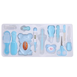 Baby Nail Clipper Nail File Tweezers Thermometer Brush Comb Infant Care Tool SetBlue