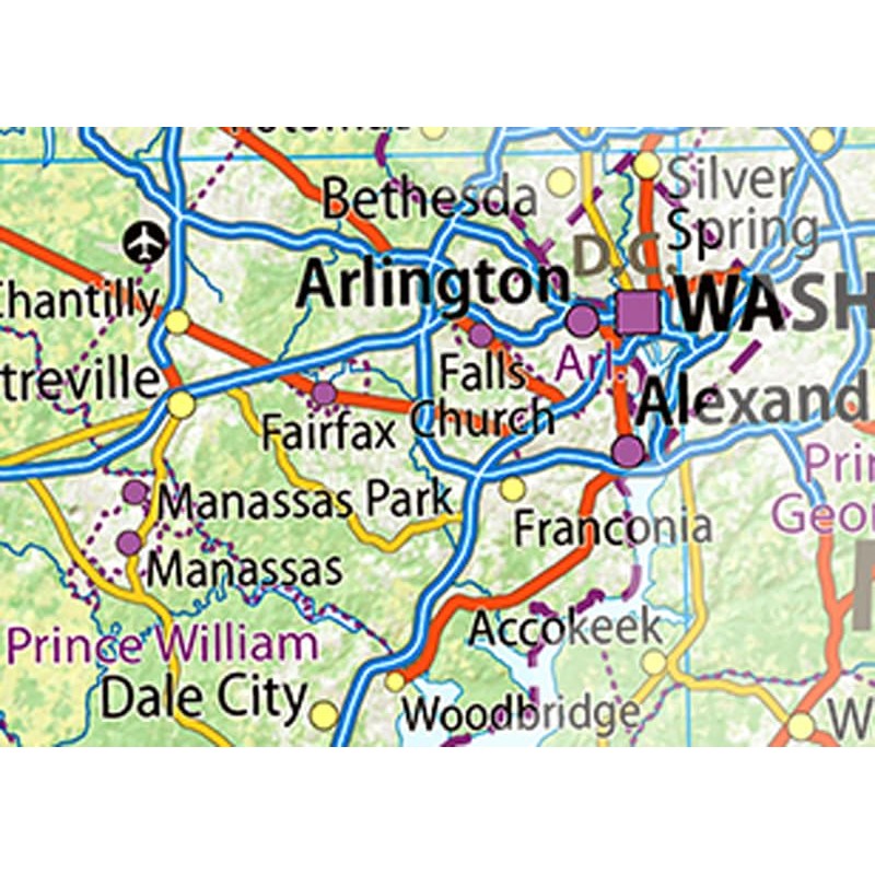 Physical Map of Virginia State - 11.3 x 23.3 Inches