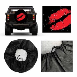 MIYASANG Kiss Me Print Spare Tire Cover Sexy Red Lips Lipstick Romance Glamour Desire Weatherproof Universal Wheel Protectors Camper Tire Covers for Trailer Rv Travel(17 inch)