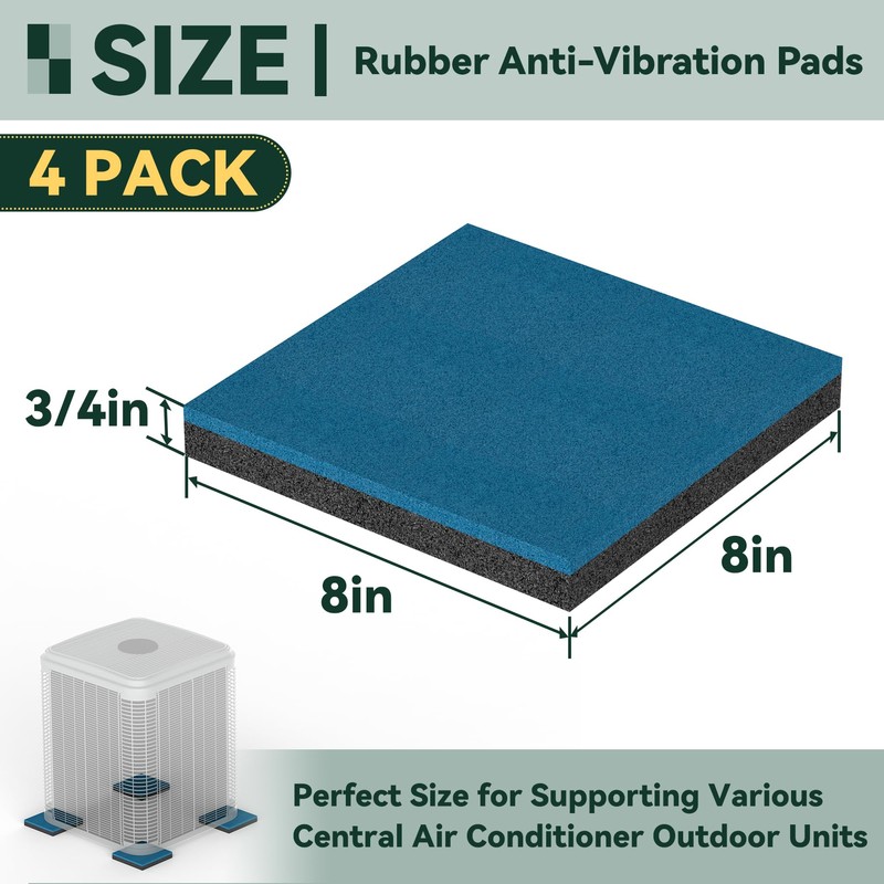 Flehomo Anti Vibration Rubber Pads, 8" x 8" x 3/4"