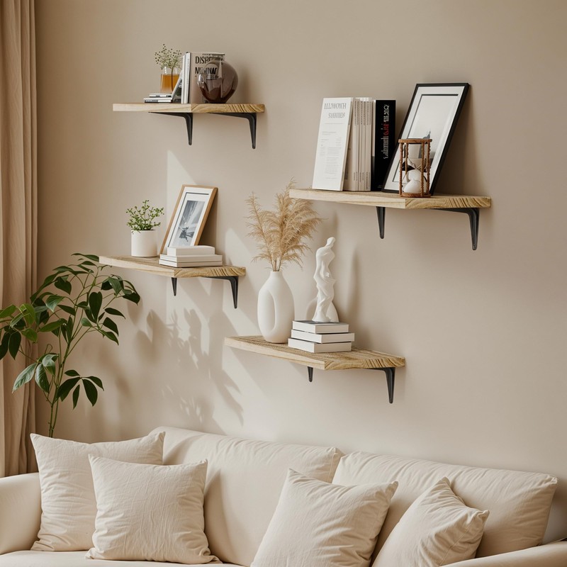 SKYSEN Floating Shelves for Wall Set of 6, 15.7in Wood