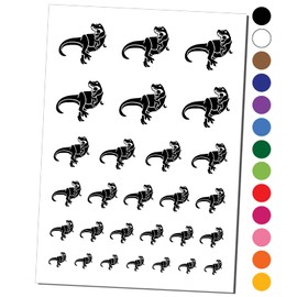 Tyrannosaurus Rex Dinosaur Roaring Temporary Tattoo Water Resistant Fake Body Art Set Collection - Black (One Sheet)