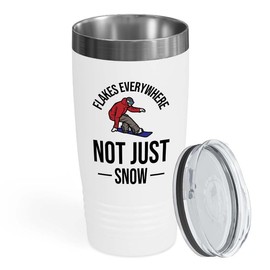 Snowboarding White Edition Viking Tumbler 20oz - Flakes everywhere - Ski Snowboard Goggles Snowboarder Skiing Snowboarding Gift Skiers Hiking Mountain