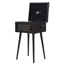 Arkrocket Discovery II 3-Speed Bluetooth Record Player Retro Console Turntable with Built-in Speakers and Removable Legs (Black)