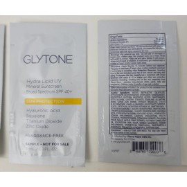 GLYTONE 15 pk GLYTONE Hydra Lipid UV Mineral Sunscreen Hyaluronic Acid Squalane 3 ml