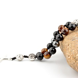 KIKILA - abalorio de oración anglicana hechas a mano de 8 mm, abalorio de piedra natural con cruz rosario personalizado, Mediano, Piedra, No es una piedra preciosa
